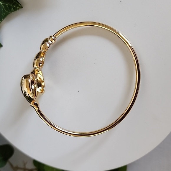 Gold Stainless Steel Hearts Adjustable Bangle Bracelet - Picture 6 of 9